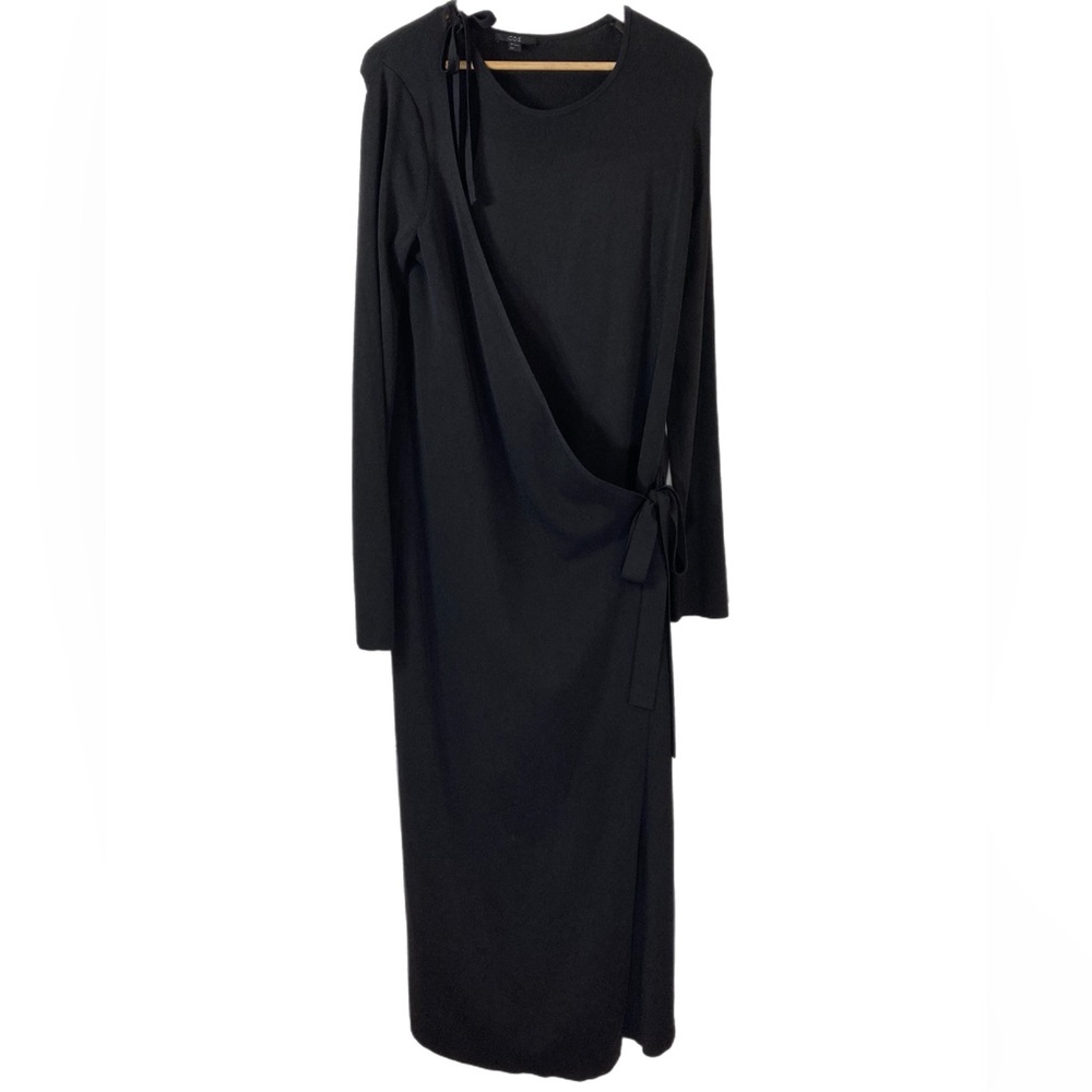 COS black long sleeve asymmetrical knit maxi dress